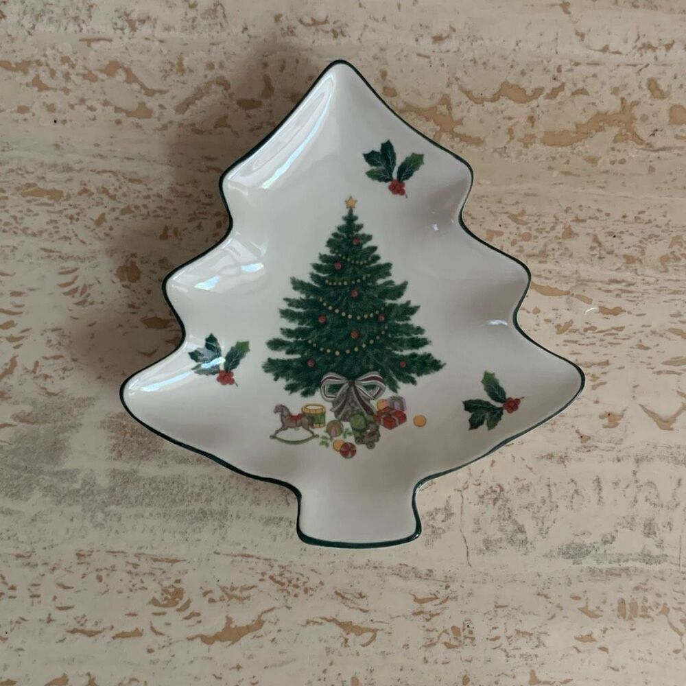 Vintage Mikasa Christmas story trees shaped dish